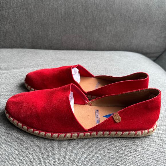 Verbenas Womens Carmen Red Leather Suede Espadrilles Flats Shoes Sz 40 US 9 - Picture 5 of 10